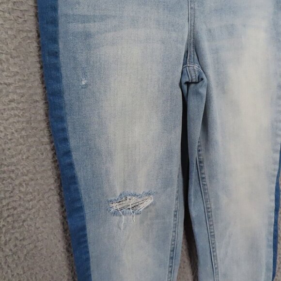 Spanx Skinny Jeans Small Pull On Tonal Tuxedo Side Stripe Distressed Raw Hem - Picture 4 of 12